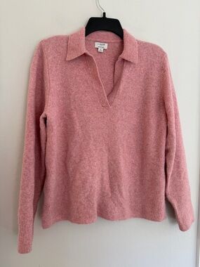 J. Crew Extra Soft Pink Collared Sweater Pullover Size M